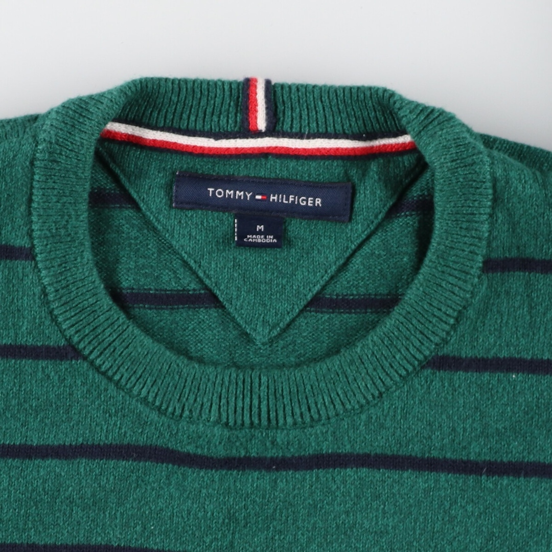 TOMMY HILFIGER(トミーヒルフィガー)の古着 トミーヒルフィガー TOMMY HILFIGER ボーダー柄 コットンニットセーター メンズM /eaa363179 メンズのトップス(ニット/セーター)の商品写真