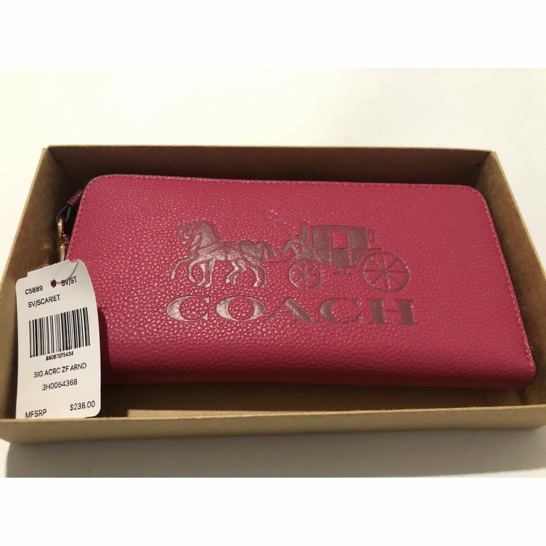 新品未使用 c5899 COACH コーチ 長財布 ピンクメンズ