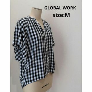 グローバルワーク(GLOBAL WORK)のグローバルワーク GLOBAL WORK ギンガムチェック 半袖 ブラウス M(シャツ/ブラウス(半袖/袖なし))