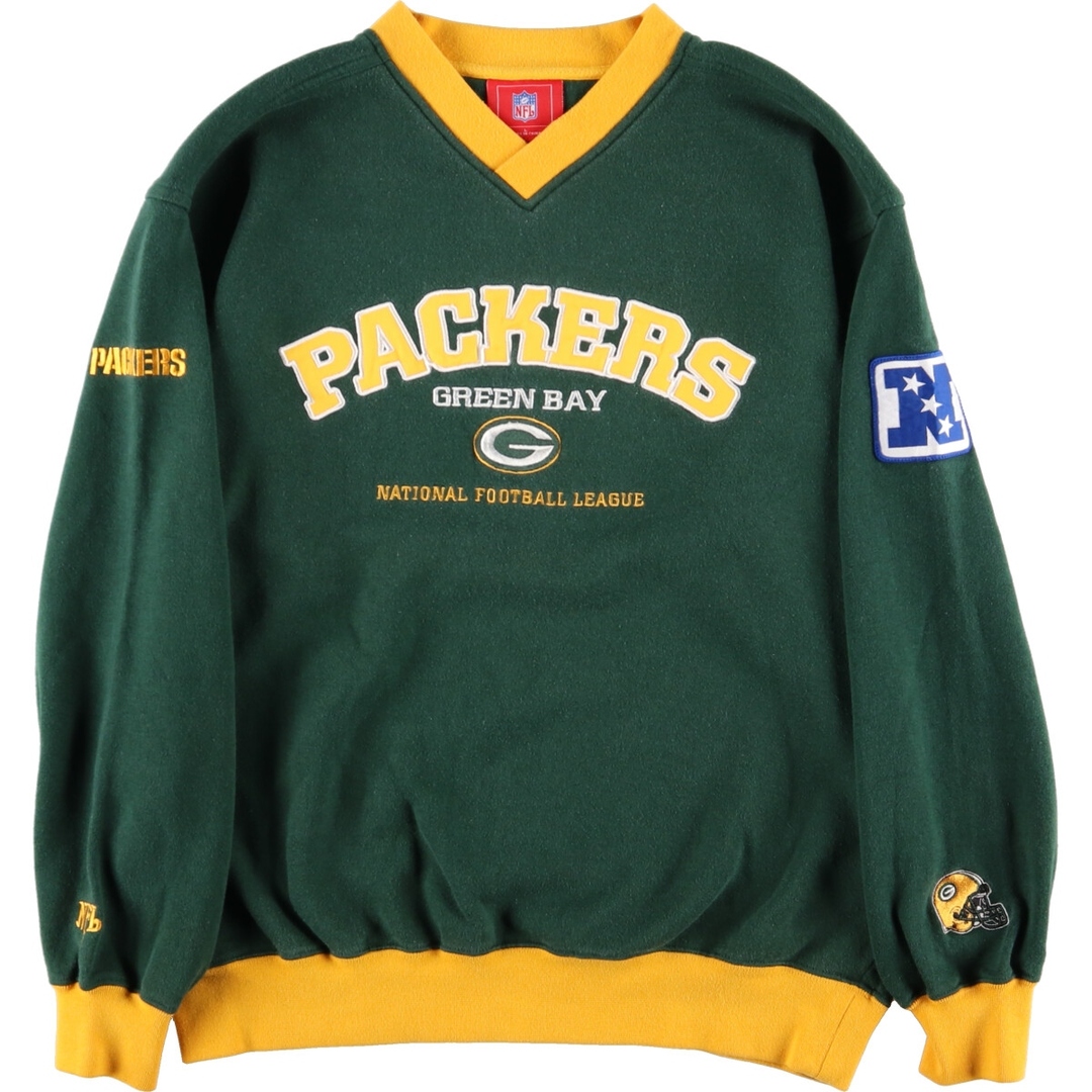 NFL GREEN BAY PACKERS グリーンベイパッカーズ Vネック スウェットシャツ トレーナー メンズXL /eaa363658