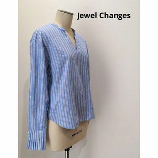 ジュエルチェンジズ(Jewel Changes)のJewe lChanges ジュエルチェンジズ ストライプ ブラウス 長袖 水色(シャツ/ブラウス(長袖/七分))