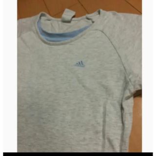 アディダス(adidas)のadidasグレー✖︎ブルーコットン ラグランT(Tシャツ(半袖/袖なし))