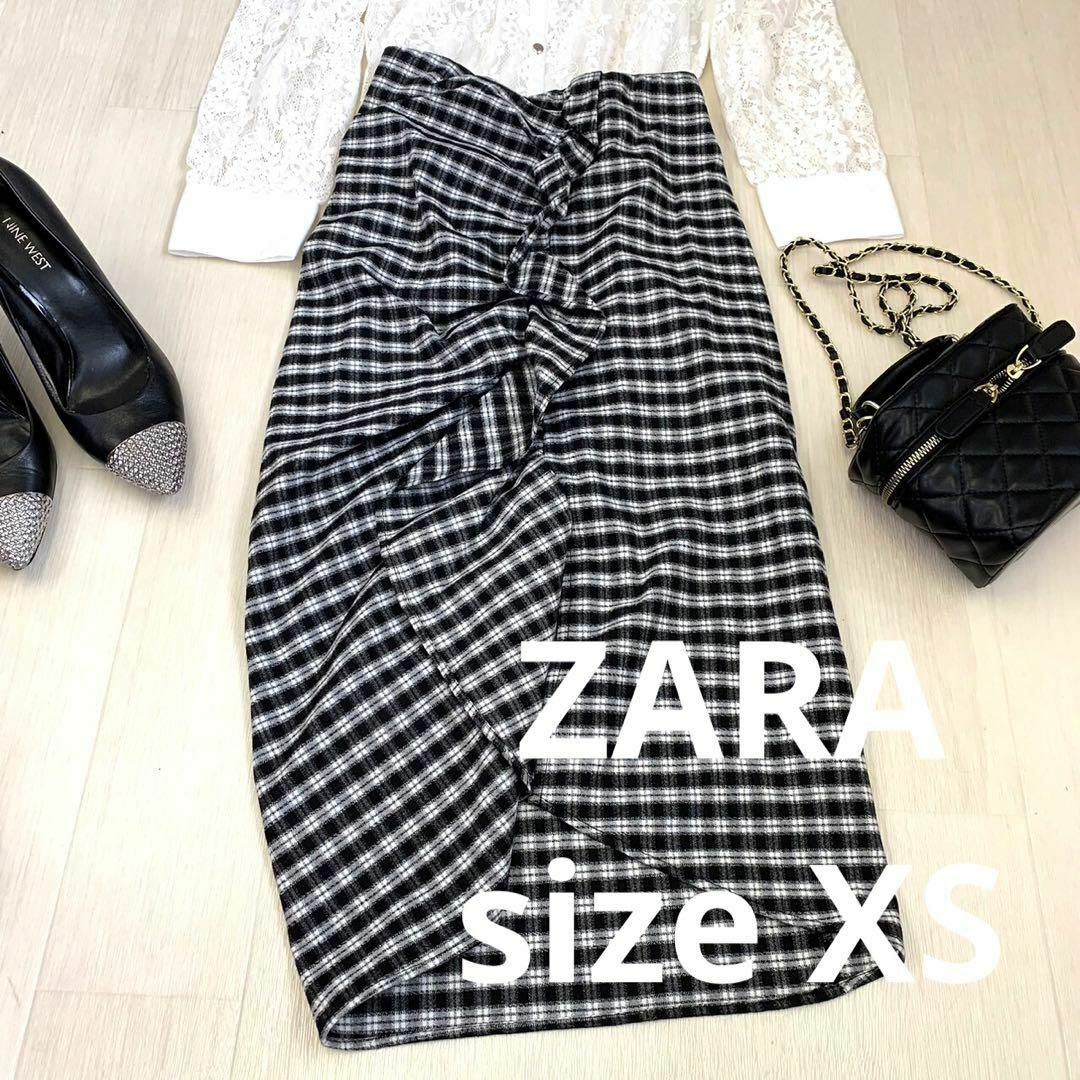 ZARA(ザラ)のZARA シャーリング膝丈スカート　size XS レディースのスカート(ひざ丈スカート)の商品写真