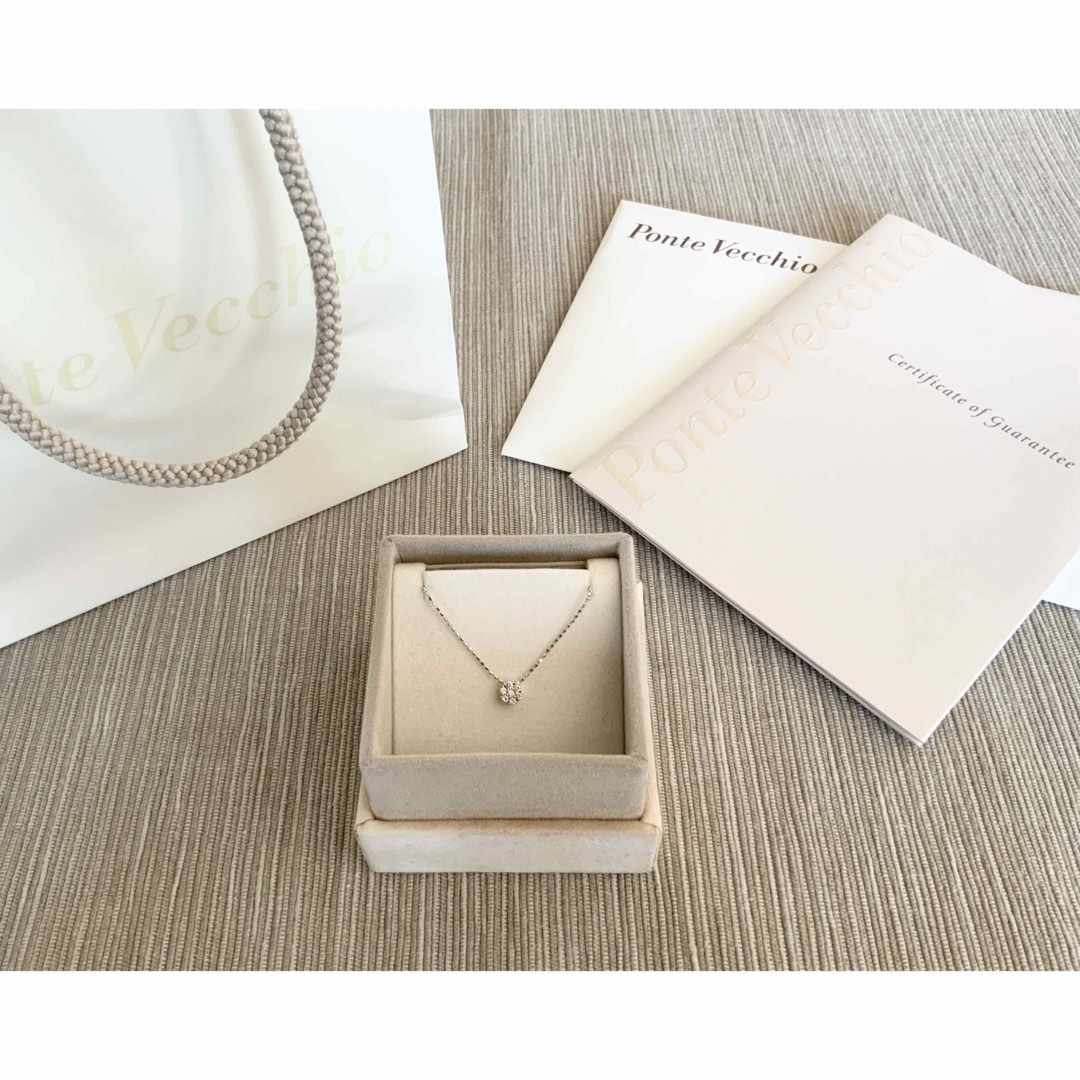 Ponte Vecchio K18WG ダイヤモンド ネックレス 0.1ct-