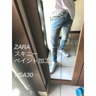 ザラ(ZARA)のZARA スキニー　ペイント加工　USA30(デニム/ジーンズ)