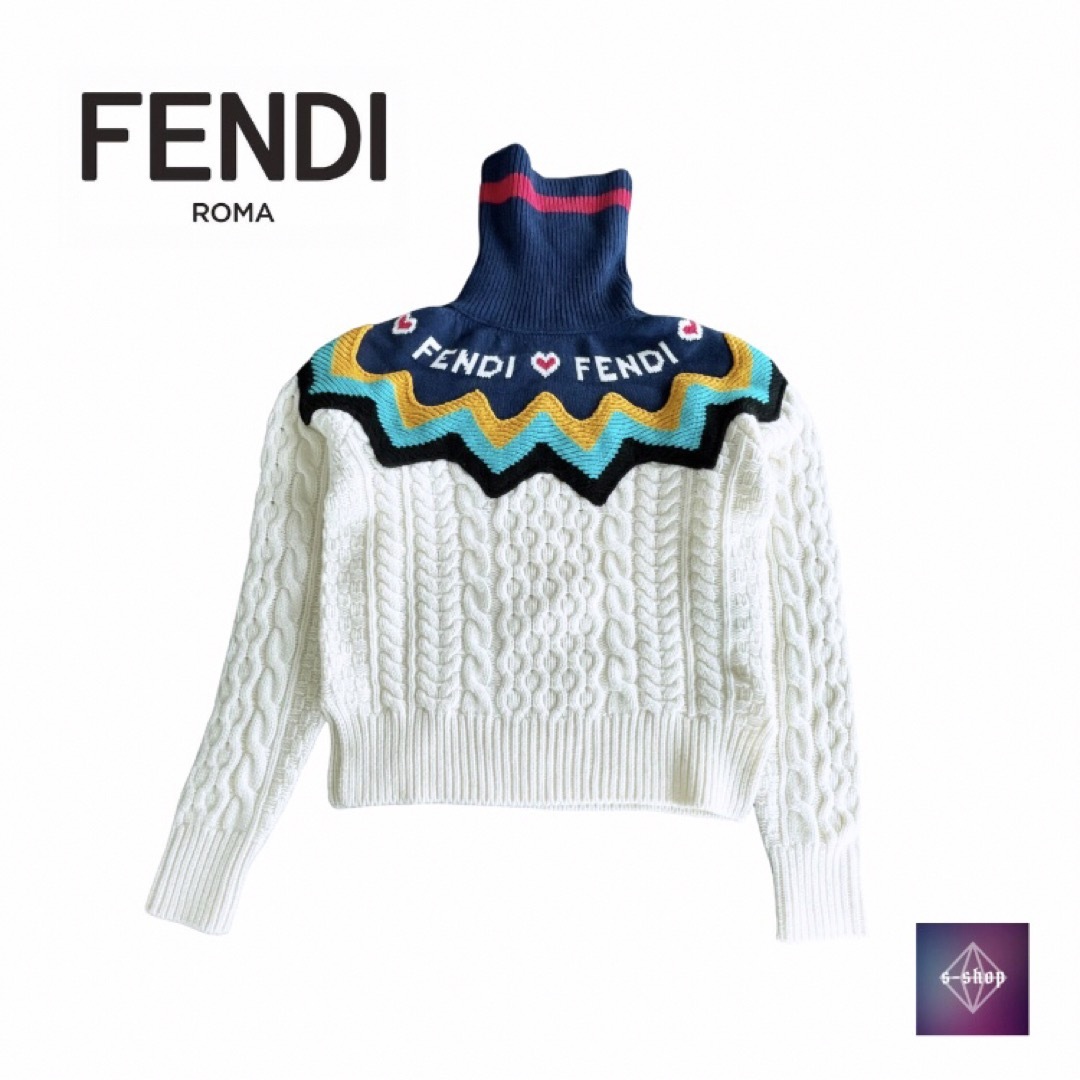 FENDI(フェンディ)の【新品未使用品】FENDI フェンディ ハート ニット タートルネック トップス レディースのトップス(ニット/セーター)の商品写真