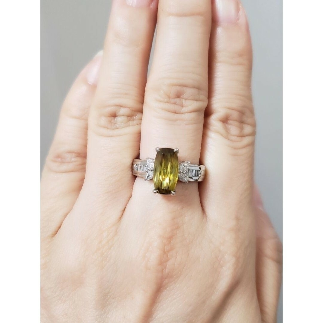 SALE PT☆天然 スフェーン 2.62ct 天然ダイヤ 0.36ct 12号 レディースのアクセサリー(リング(指輪))の商品写真