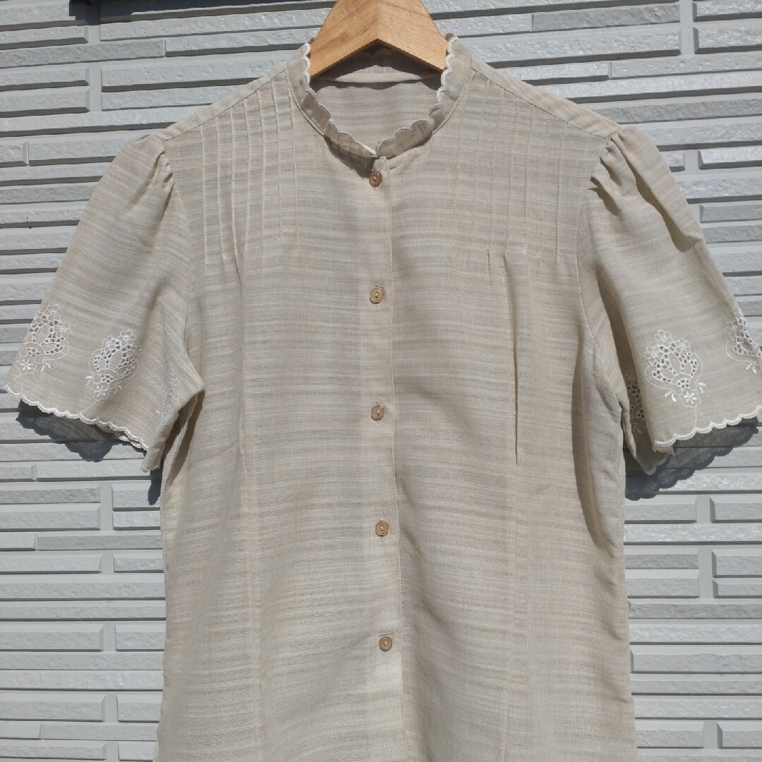 BEAMS BOY(ビームスボーイ)の【70'S・Vintage】STAND COLLAR SHORT SLEEVE レディースのトップス(シャツ/ブラウス(半袖/袖なし))の商品写真