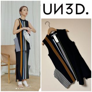 アンスリード(UN3D.)のUN3D.♡TRIVIAL BORDER ASYMME KNIT TOP(カットソー(半袖/袖なし))