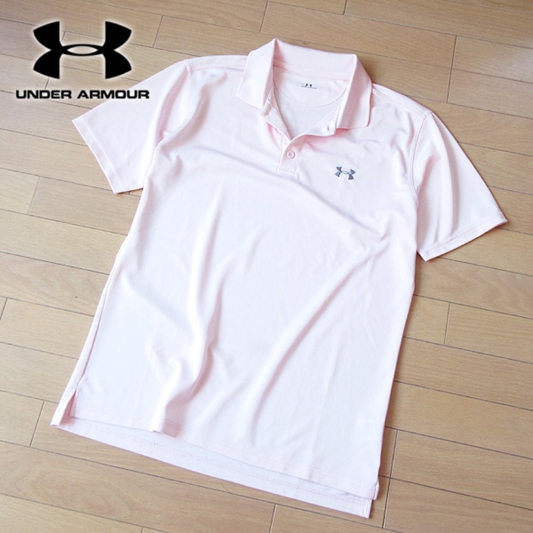 UNDER ARMOUR(アンダーアーマー)の美品 M アンダーアーマー メンズ 半袖ポロシャツ ピンク メンズのトップス(ポロシャツ)の商品写真