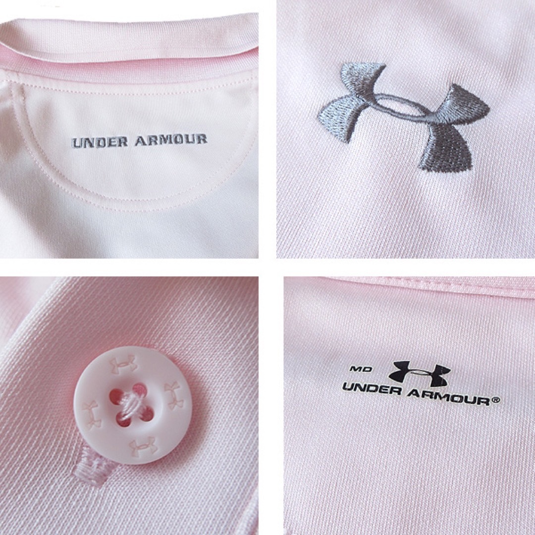 UNDER ARMOUR(アンダーアーマー)の美品 M アンダーアーマー メンズ 半袖ポロシャツ ピンク メンズのトップス(ポロシャツ)の商品写真