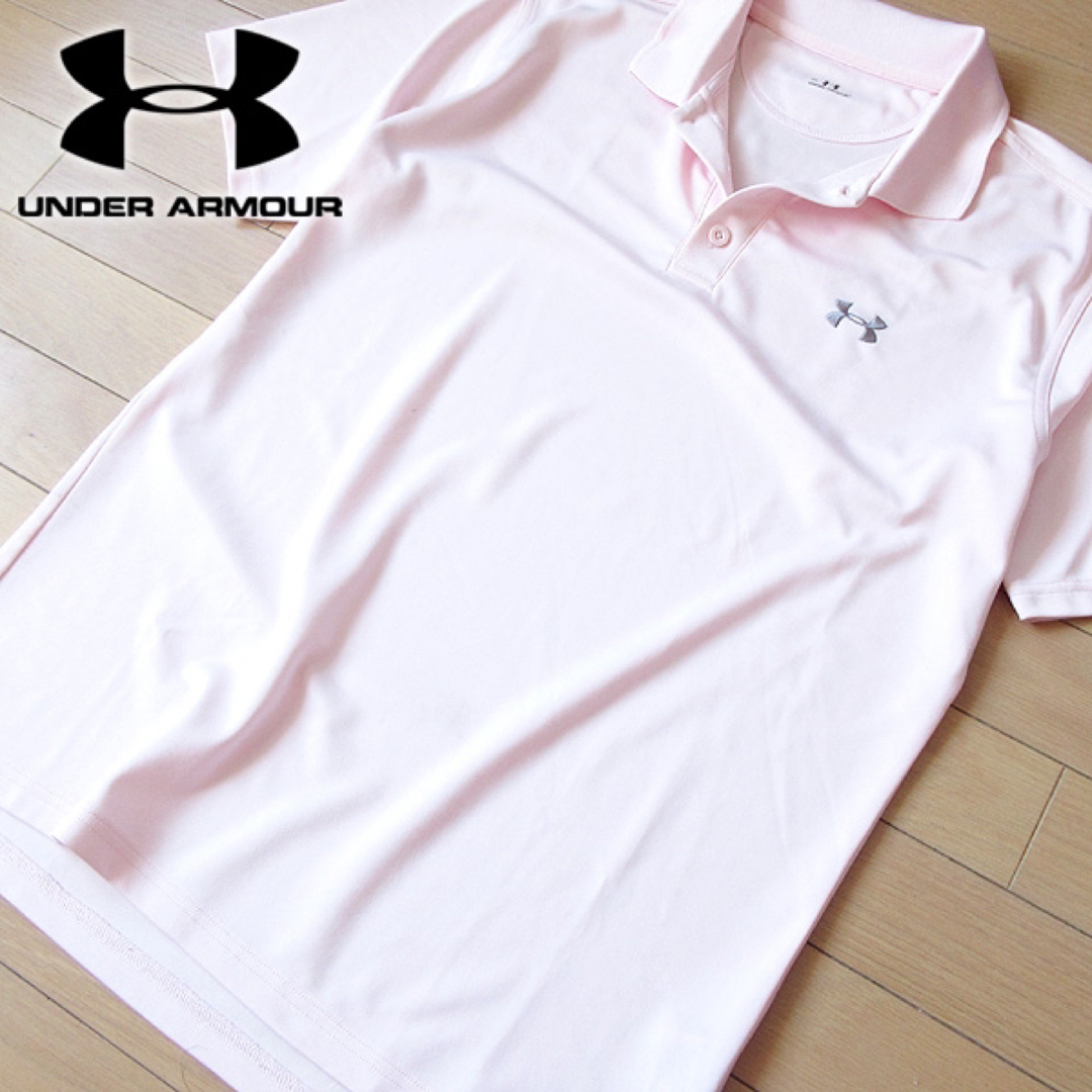 UNDER ARMOUR(アンダーアーマー)の美品 M アンダーアーマー メンズ 半袖ポロシャツ ピンク メンズのトップス(ポロシャツ)の商品写真