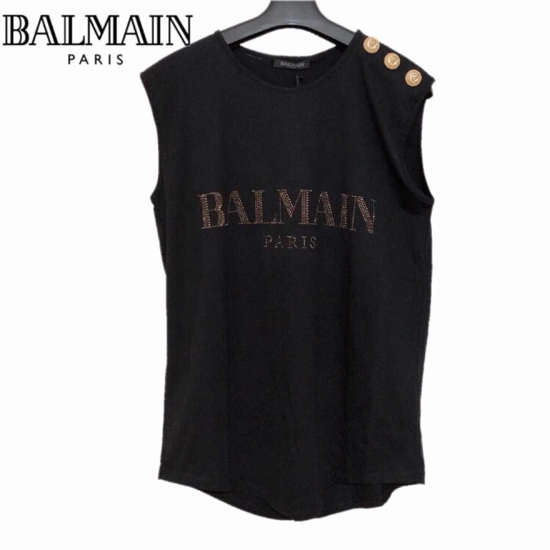 【新品】確実正規品 BALMAIN　バルマン ロゴ タンクトップ ブラック