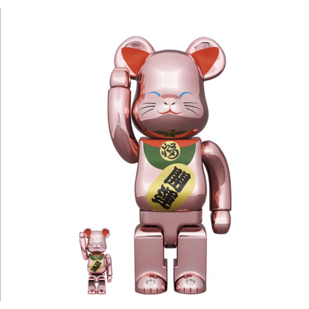 招き猫BE＠RBRICK 招き猫 桃金メッキ 発光 400％