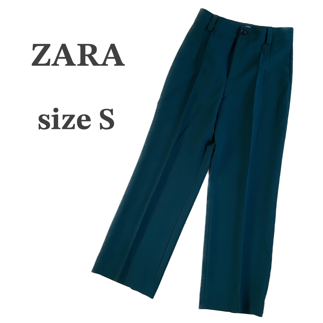 ZARA(ザラ)のZARA センタープレスパンツ スラックス グリーン S レディースのパンツ(カジュアルパンツ)の商品写真