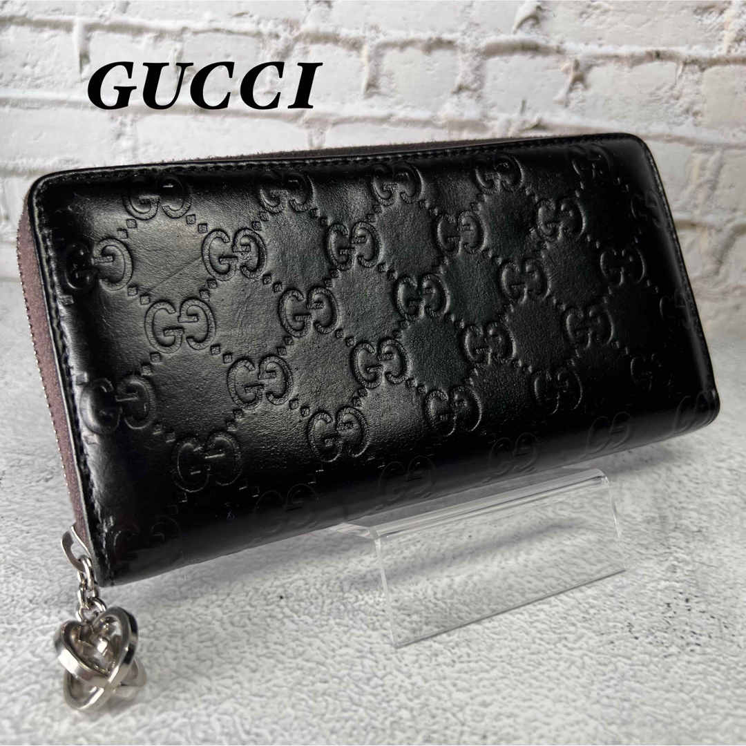 GUCCI グッチ 長財布 シマ ラウンドジップ ファスナー ブラック GUCCI グッチ 長財布 シマ ラウンドジップ ファスナー ブラック