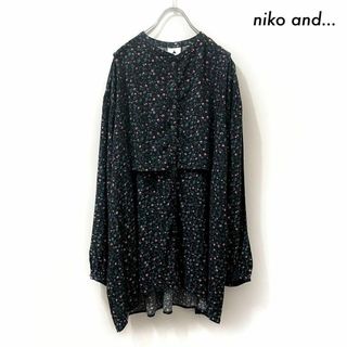 ニコアンド(niko and...)のniko and… ニコアンド★小花柄 長袖ブラウス オーバーサイズ ブラック(シャツ/ブラウス(長袖/七分))