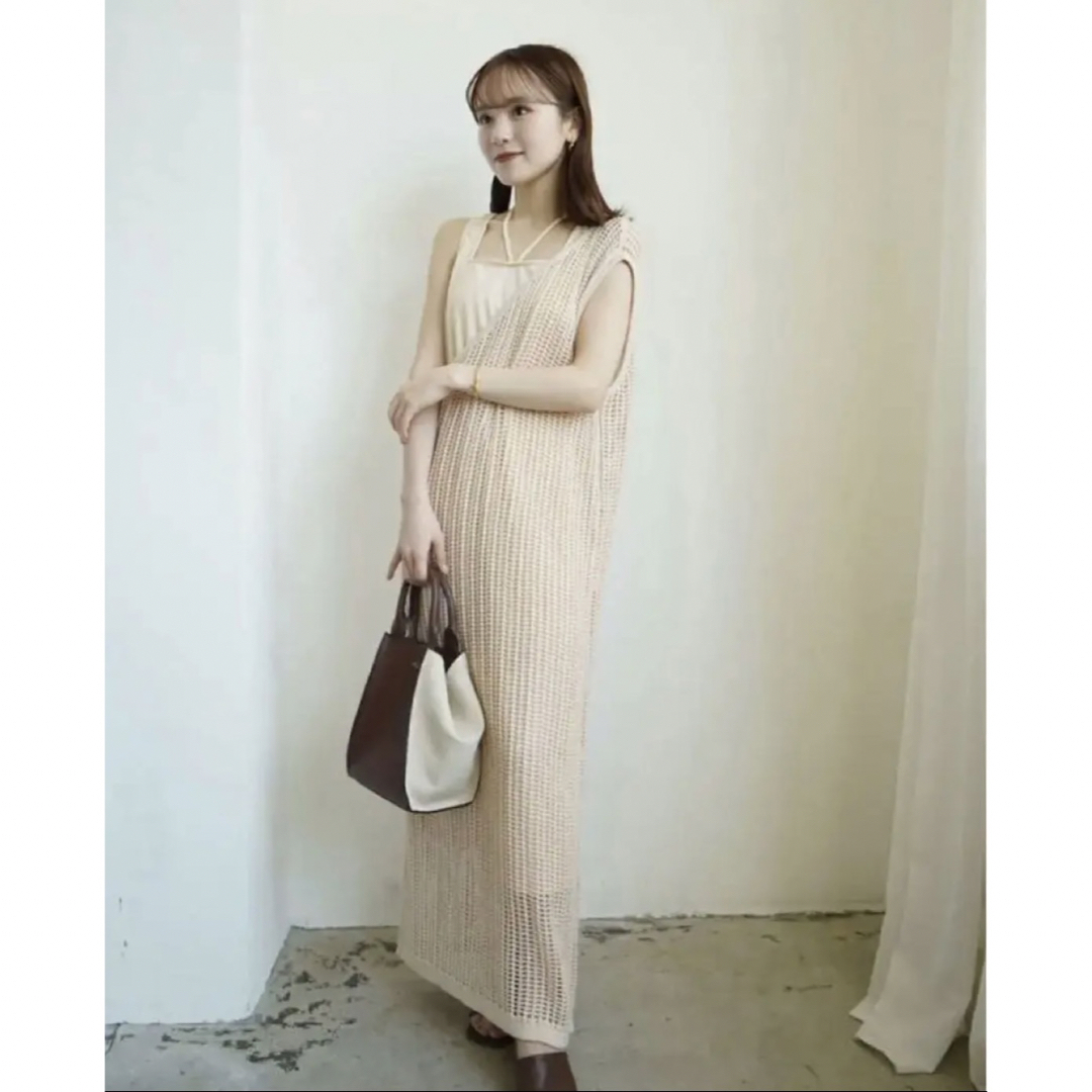 Acka half mesh knit onepiece