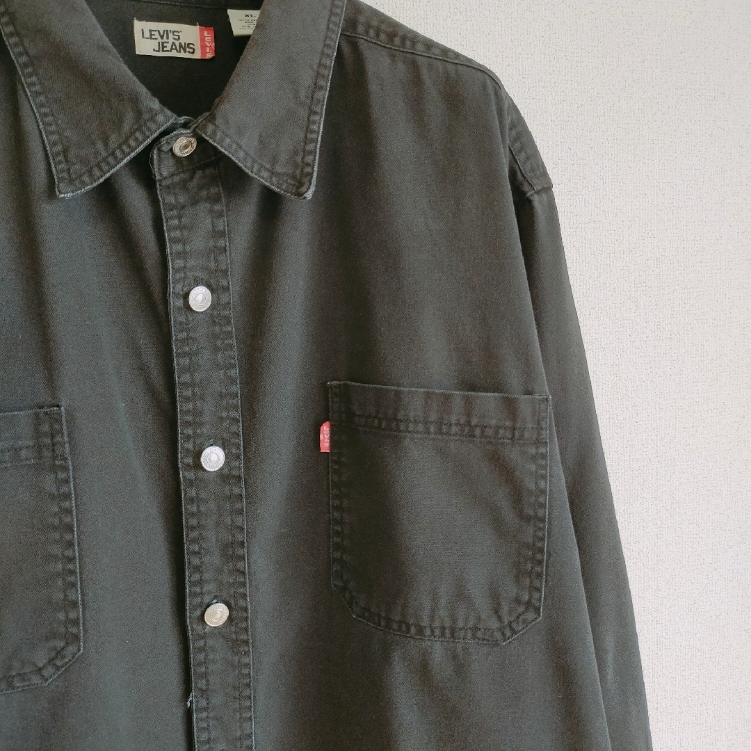 LEVI’S リーバイス　ブラックデニム　シャツ　メタルボタン　レッドタブ　XL 3