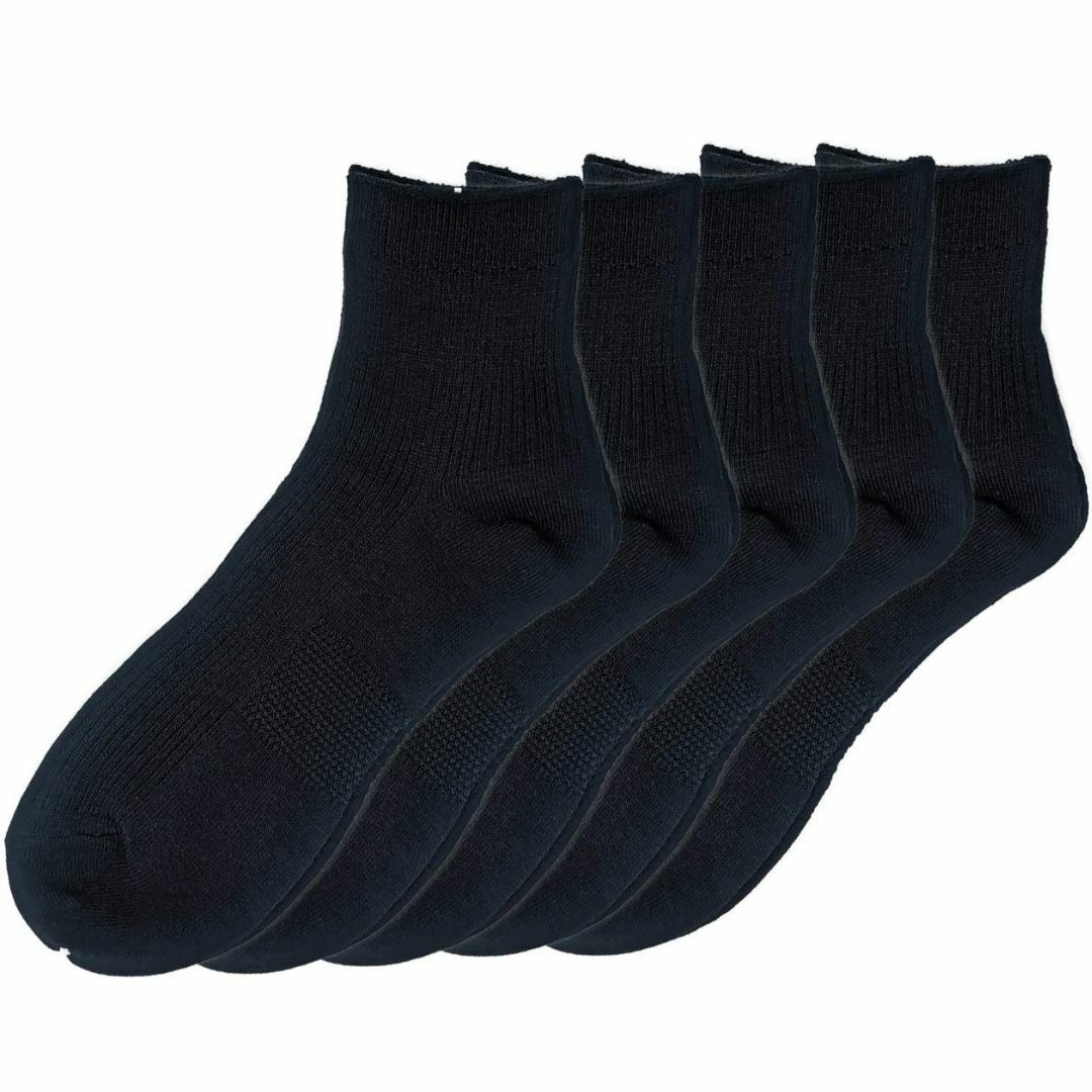 レモコロ 日本製 靴下 抗菌防臭 サポーター ハーフ丈ソックス リブ柄 22-22426cmLサイズ