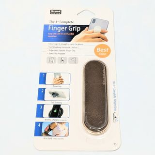 アイフォーン(iPhone)のベルト式スマホリング finger grip スマホバンド レザー調 ブラウン(その他)