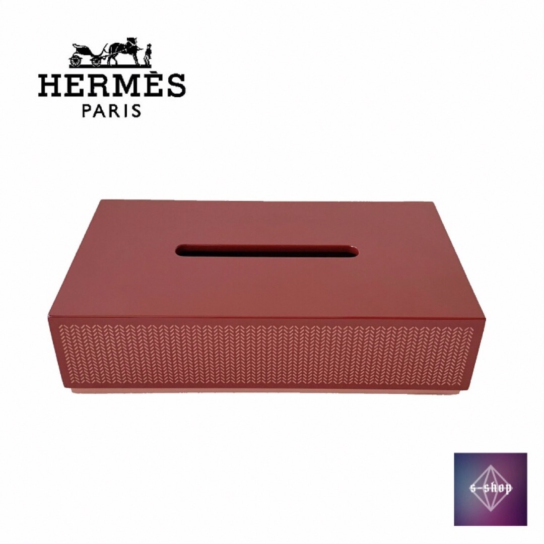 HERMES エルメス ティッシュボックス BOX ラッカーウッド レッドインテリア/住まい/日用品