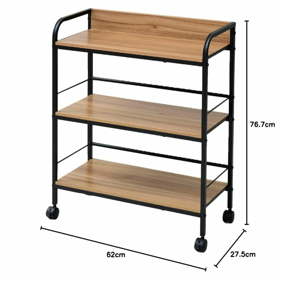 【色: オーク】[山善] ラック キャスター付き 3段 ワイド カラーボックス用