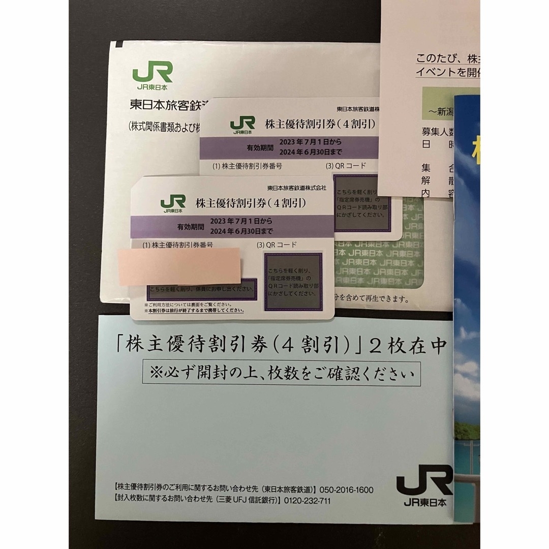 JR - JR東日本 株主優待券割引券 2枚 ＋ JR東日本 株主サービス券 1冊 ...