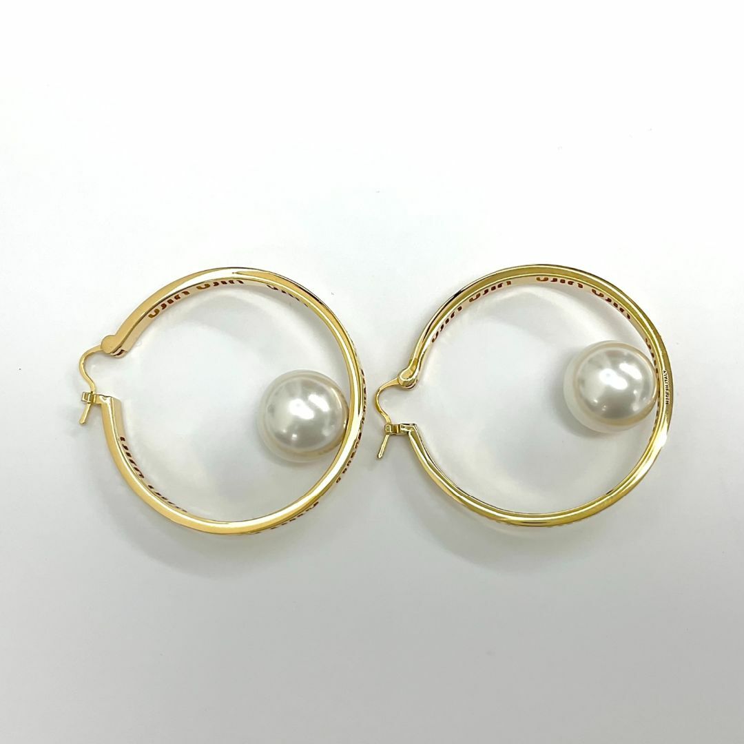 miumiu - 7114 ミュウミュウ ロゴ フープ パール ピアス ゴールドの