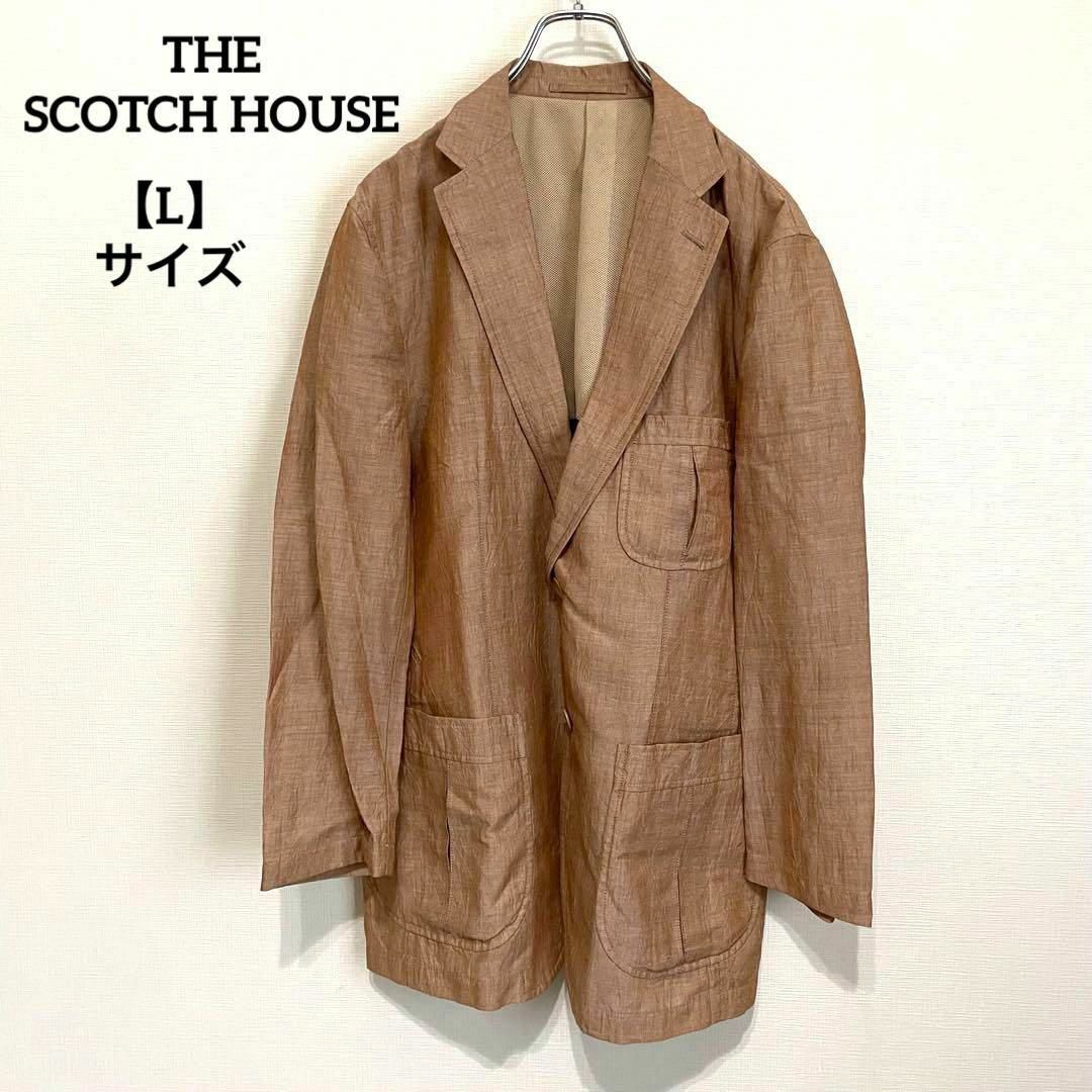 THE SCOTCH HOUSE(ザスコッチハウス)のK496 ザスコッチハウス テーラードジャケット 茶系 L 背抜き 裏地メッシュ メンズのジャケット/アウター(テーラードジャケット)の商品写真