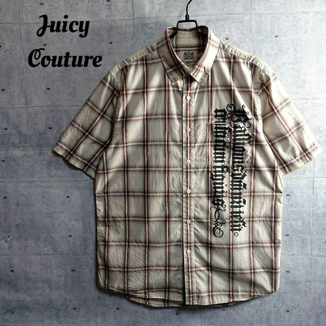 Juicy Couture(ジューシークチュール)の【ジューシークチュール】ビッグロゴ 大柄チェックシャツ ベージュ M 入手困難 メンズのトップス(シャツ)の商品写真