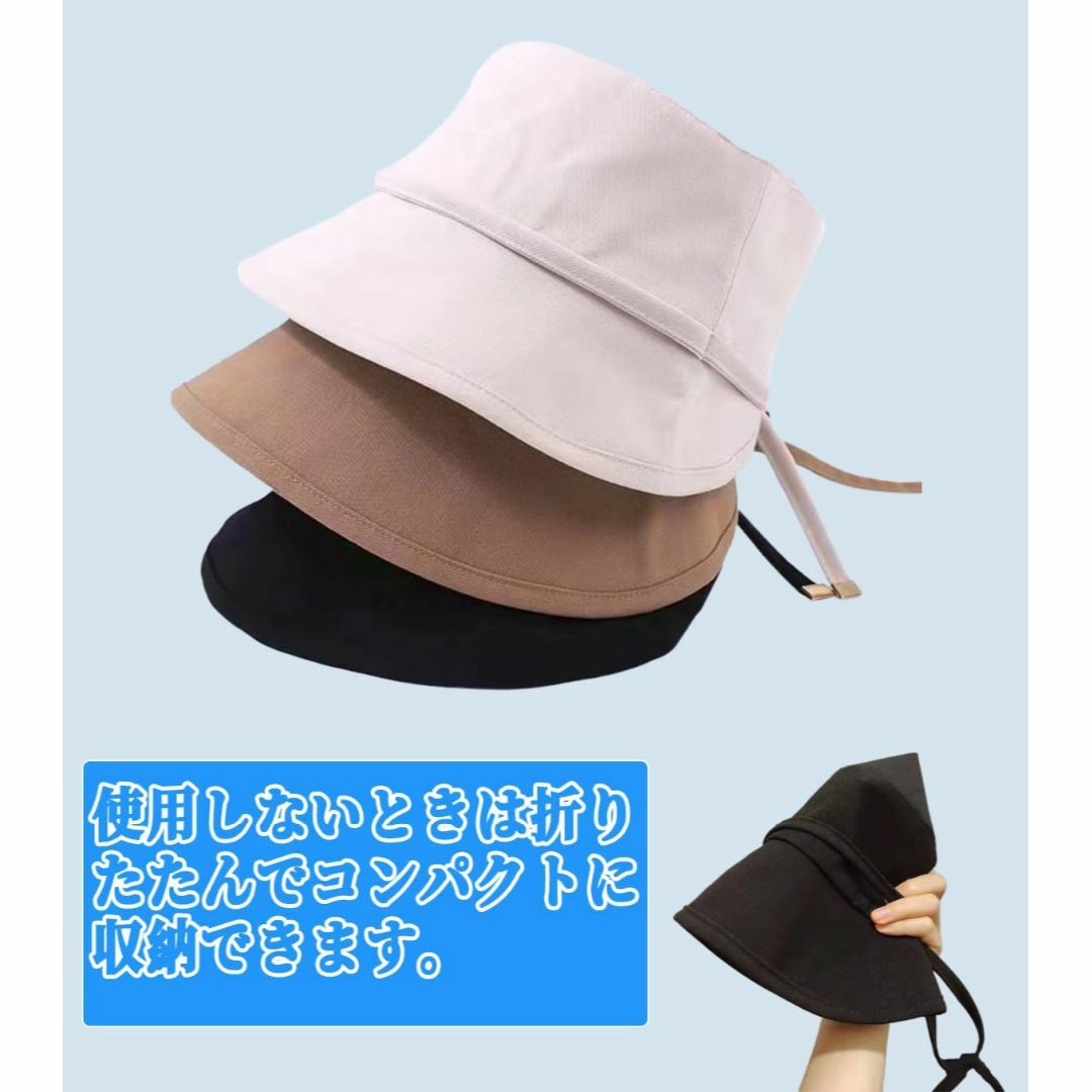 【色: ブラック】[ninipinksan] バケットハット UVカット帽子 レ