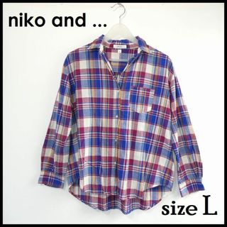 ニコアンド(niko and...)のニコアンド チェックシャツ 長袖 レディース 綿麻 長袖シャツ Lサイズ(シャツ/ブラウス(長袖/七分))