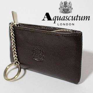 アクアスキュータム(AQUA SCUTUM)の新品 アクアスキュータム 箱有 メルローズ ソフトラムスキン リング付小銭入 茶(コインケース/小銭入れ)