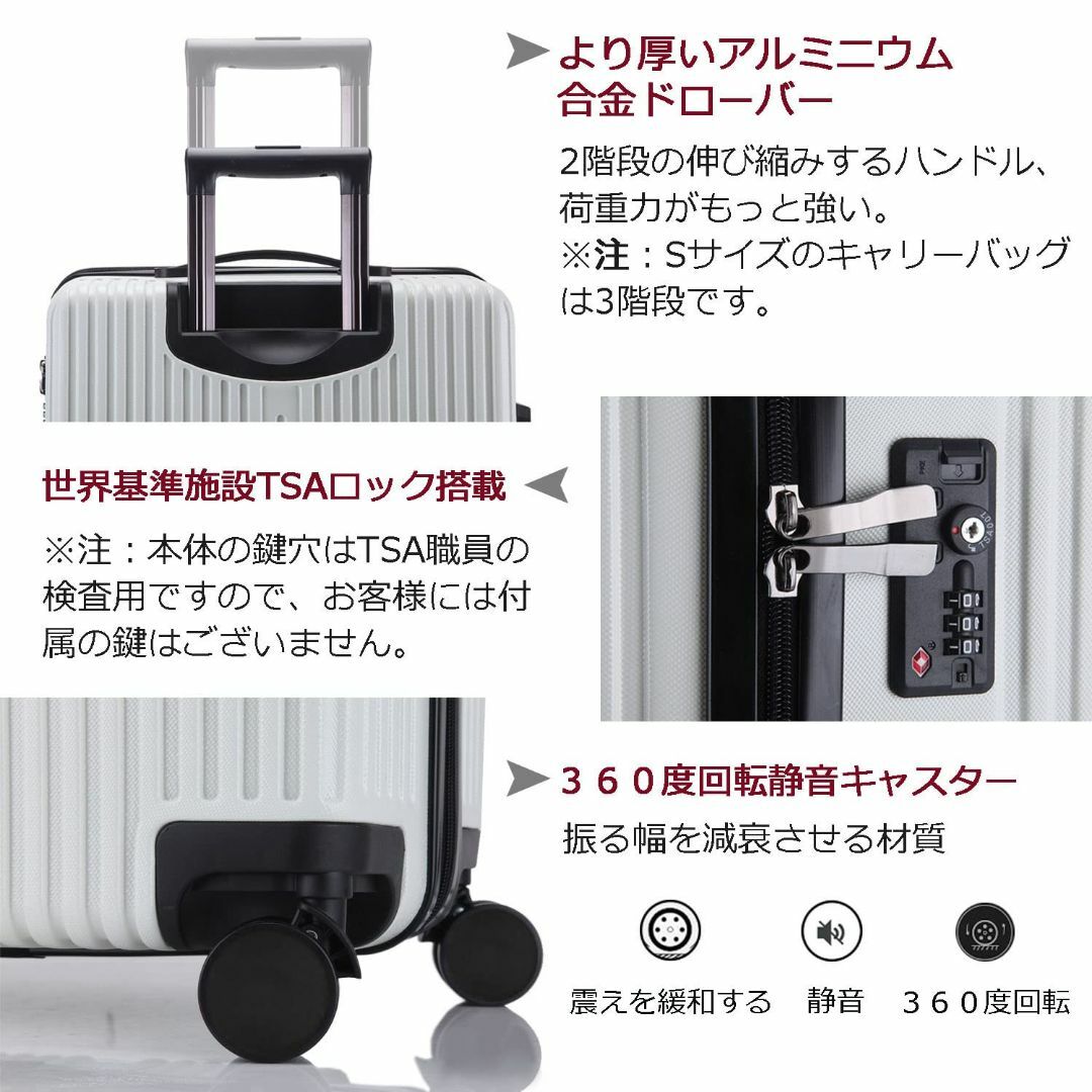 【色: white（アップグレード版）】レーズ スーツケース ファスナー 軽量
