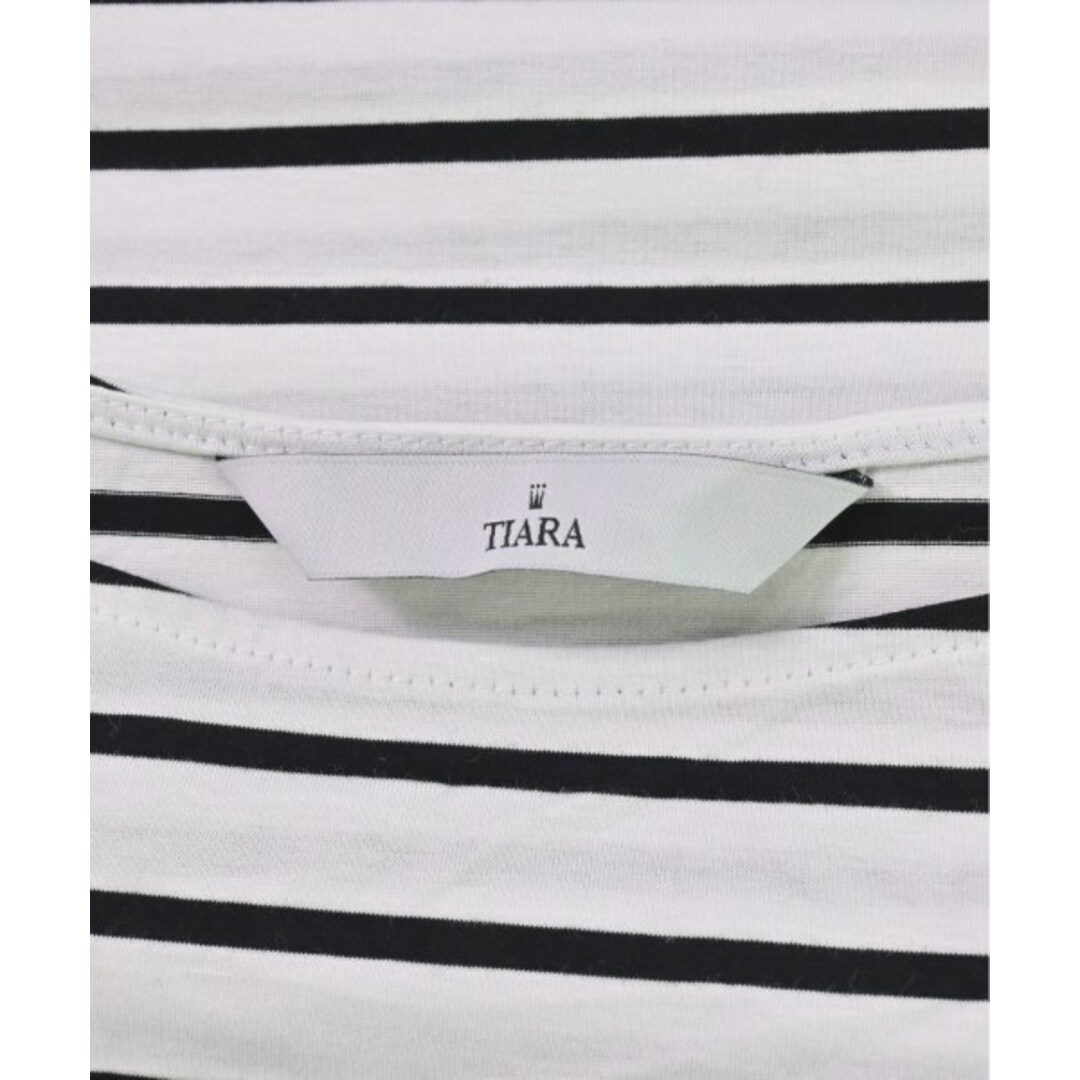 tiara(ティアラ)のTiara ティアラ Tシャツ・カットソー -(M位) 白x黒(ボーダー) 【古着】【中古】 レディースのトップス(カットソー(半袖/袖なし))の商品写真