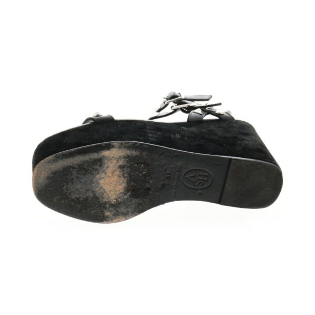 ASH(アッシュ)のAsh アッシュ サンダル 37(24.5cm位) 黒xシルバー 【古着】【中古】 レディースの靴/シューズ(サンダル)の商品写真