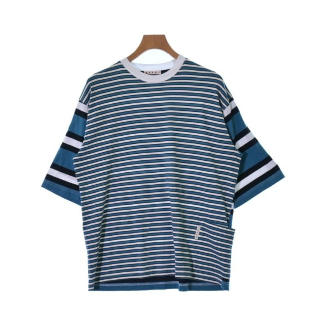 MARNI マルニ Tシャツ・カットソー 48(L位) 青x黒x白(ボーダー)