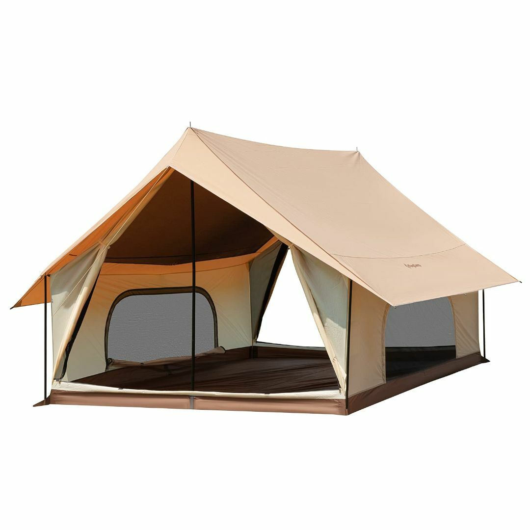 【色: カーキ】KingCamp ロッジ型テント キャンプ ファミリーテント 3