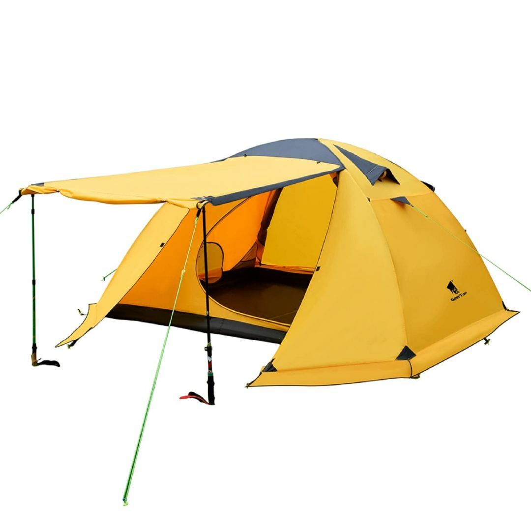 【色: イエロー】Geer Top テント 4人用 大型テント キャンプテント