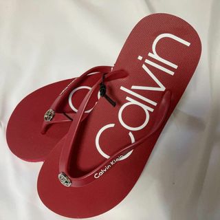 カルバンクライン(Calvin Klein)の新品 カルバンクライン ビーチサンダル ウィメンズ 24cm 赤 USA レア(ビーチサンダル)