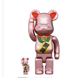 メディコムトイ(MEDICOM TOY)のBE@RBRICK 招き猫 開運 桃金メッキ 100％ & 400％(キャラクターグッズ)