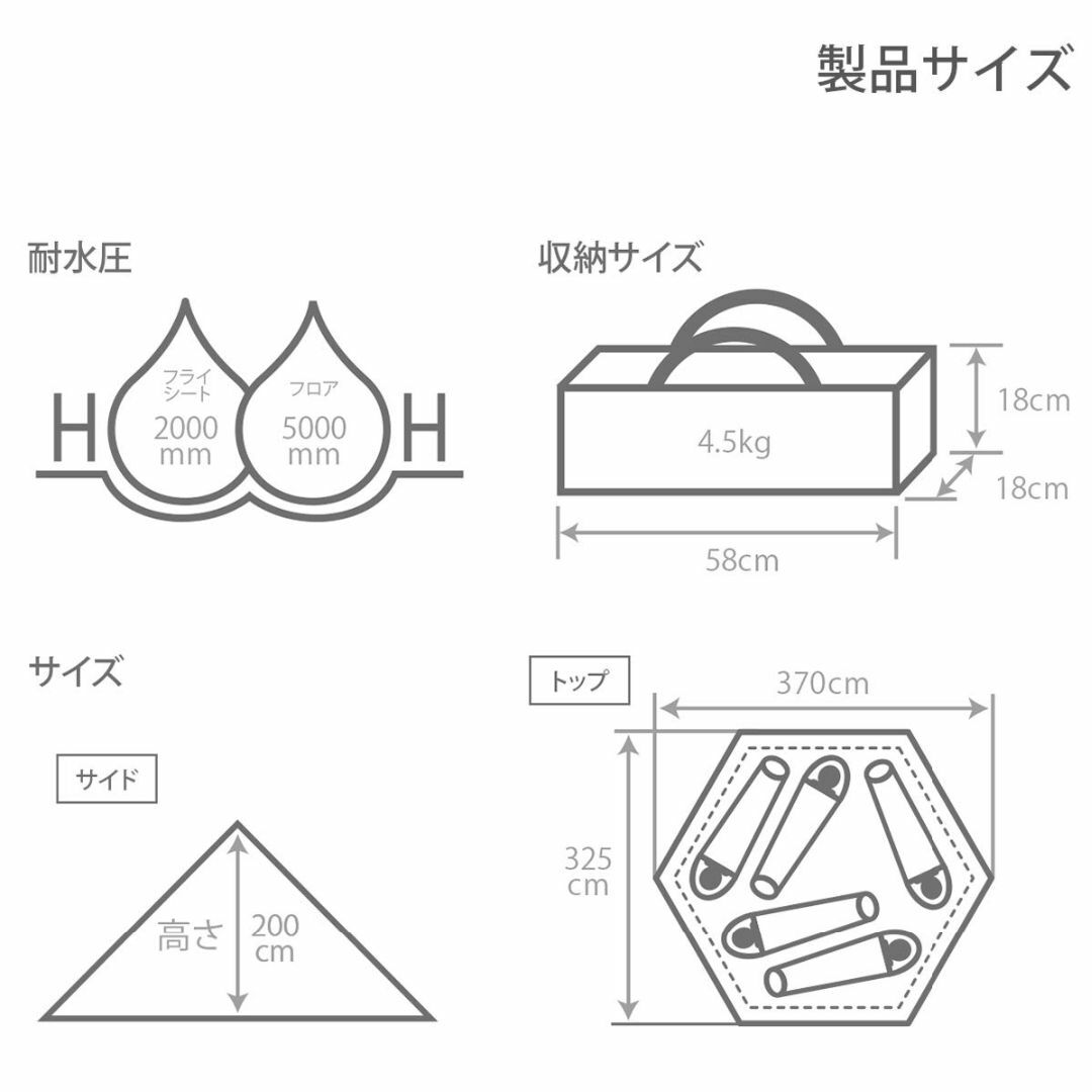 【色: ブラック】DODディーオーディー ワンポールテントM 5人用 収納コンパ