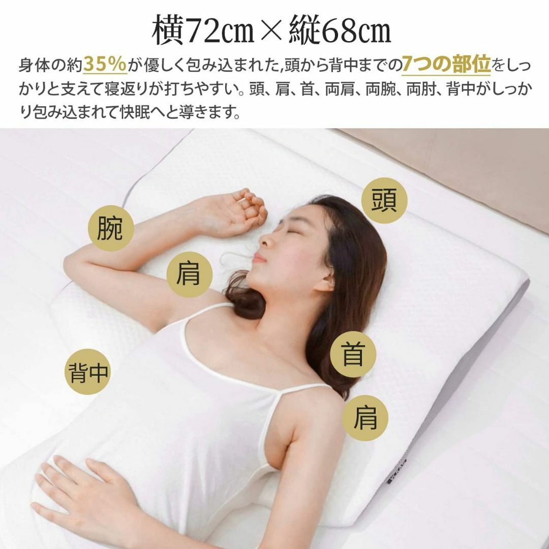 肩まで届く大型の低反発枕 インテリア/住まい/日用品の寝具(枕)の商品写真