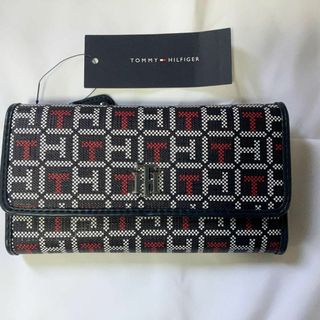 トミーヒルフィガー(TOMMY HILFIGER)の【新品】トミーヒルフィガー 長財布 モノグラム ネイビー 白 赤 レア メンズ(長財布)