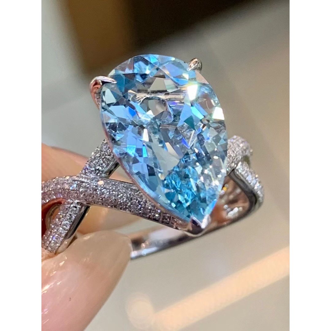 ⭐天然アクアマリン ダイヤ リング k18 9.0ct-tops.edu.ng