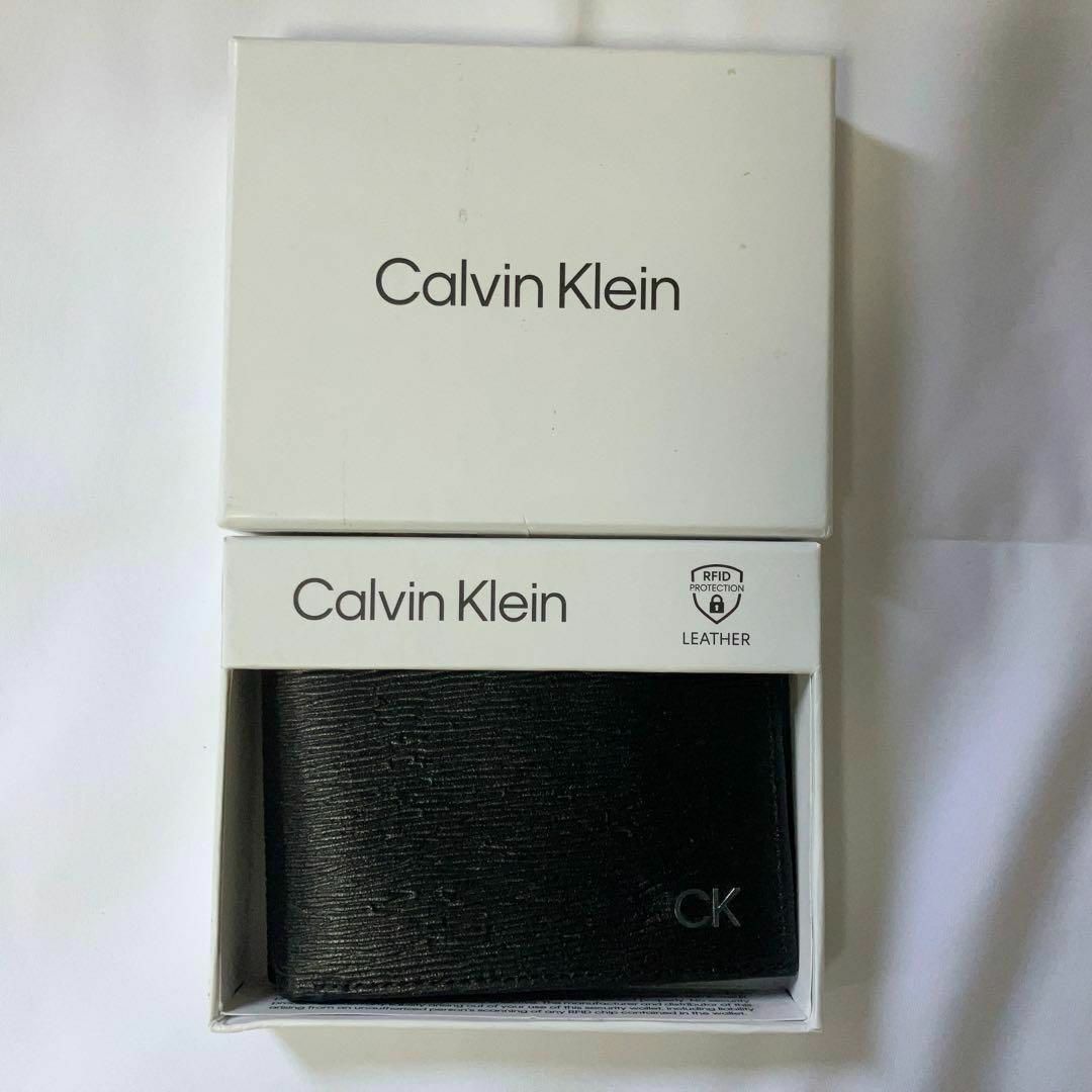 Calvin Klein - 【新品】カルバンクライン 二つ折り レザー財布 黒 ck