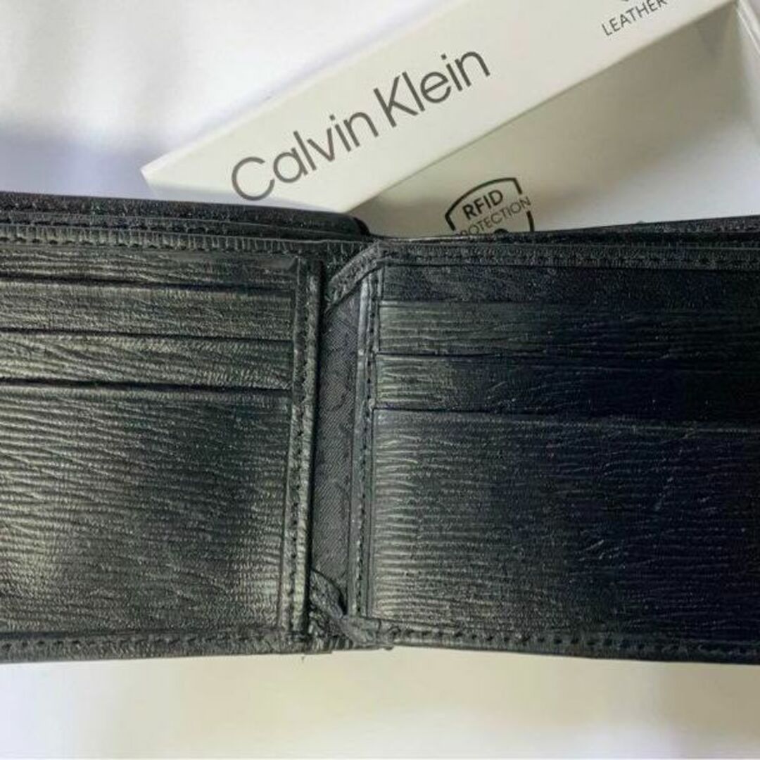 Calvin Klein - 【新品】カルバンクライン 二つ折り レザー財布 黒 ck