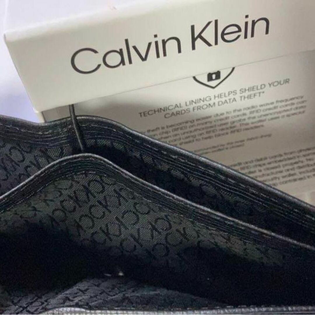 Calvin Klein - 【新品】カルバンクライン 二つ折り レザー財布 黒 ck