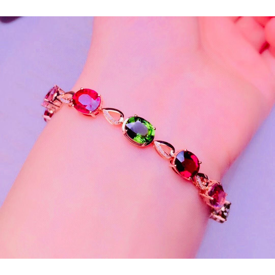 天然トルマリン ダイヤ ブレスレット13.95ct k18 ¥の通販 by Rui|ラクマ